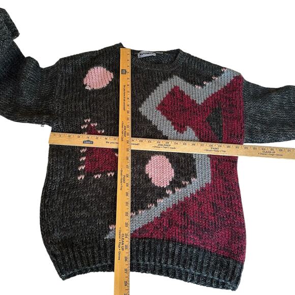 Womens Sweater Size Medium Geometric Knit Loose Grandma Core - Picture 2 of 6